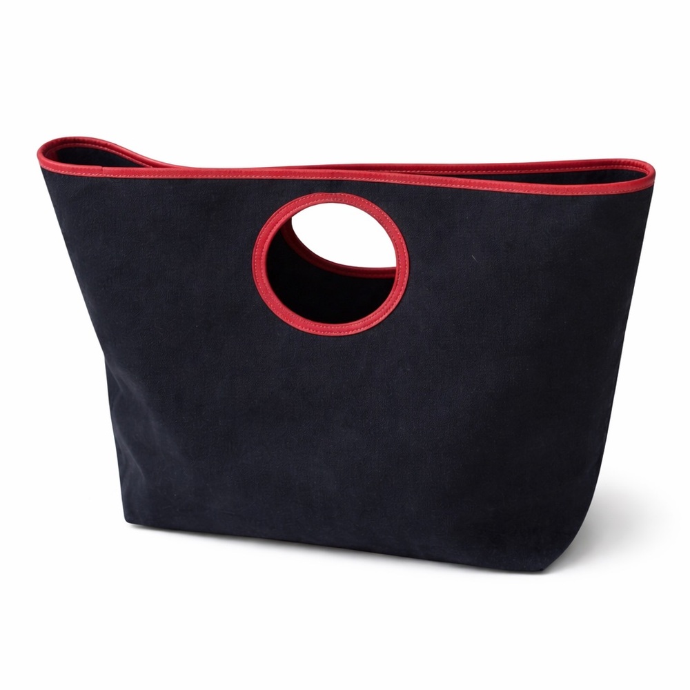 Stylish Black felt Tote Bag with Red Accents